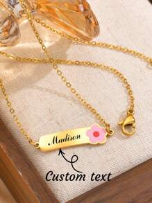 1 stuk schattige en minimalistische roestvrijstalen roze vlinderbloem gouden ketting, sieraden cadeau voor vrouwen, geschikt voor dagelijks gebruik, gepersonaliseerd cadeau voor school, vakantie