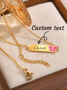 1 stuk schattige en minimalistische roestvrijstalen roze vlinderbloem gouden ketting, sieraden cadeau voor vrouwen, geschikt voor dagelijks gebruik, gepersonaliseerd cadeau voor school, vakantie