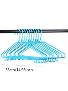 10 Móc treo quần áo tối giản, Móc treo chống trượt, Kẹp quần áo bằng dây thép không gỉ, Giá phơi đồ liền mạch, Móc treo quần áo dày tráng phủ thanh lịch, Móc treo người lớn 14,96 inch, Giá treo quần áo liền mạch chống trượt tráng phủ, Thích hợp cho gia đình, ký túc xá, lưu trữ đồ lót, sắp xếp quần áo gọn gàng - Màu xanh lam - Xem 2