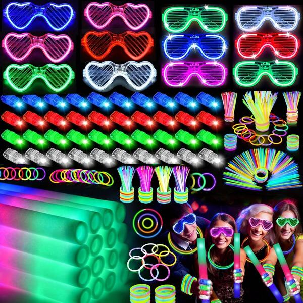 168 Pieces Glowing Party Supplies, LED Glasses/Foam Glow Sticks/Finger Lights/Mini Glow Sticks, Ring Gifts For Weddings, Concerts, Rave Parties, Birthday Parties, Halloween And Christmas Decorations