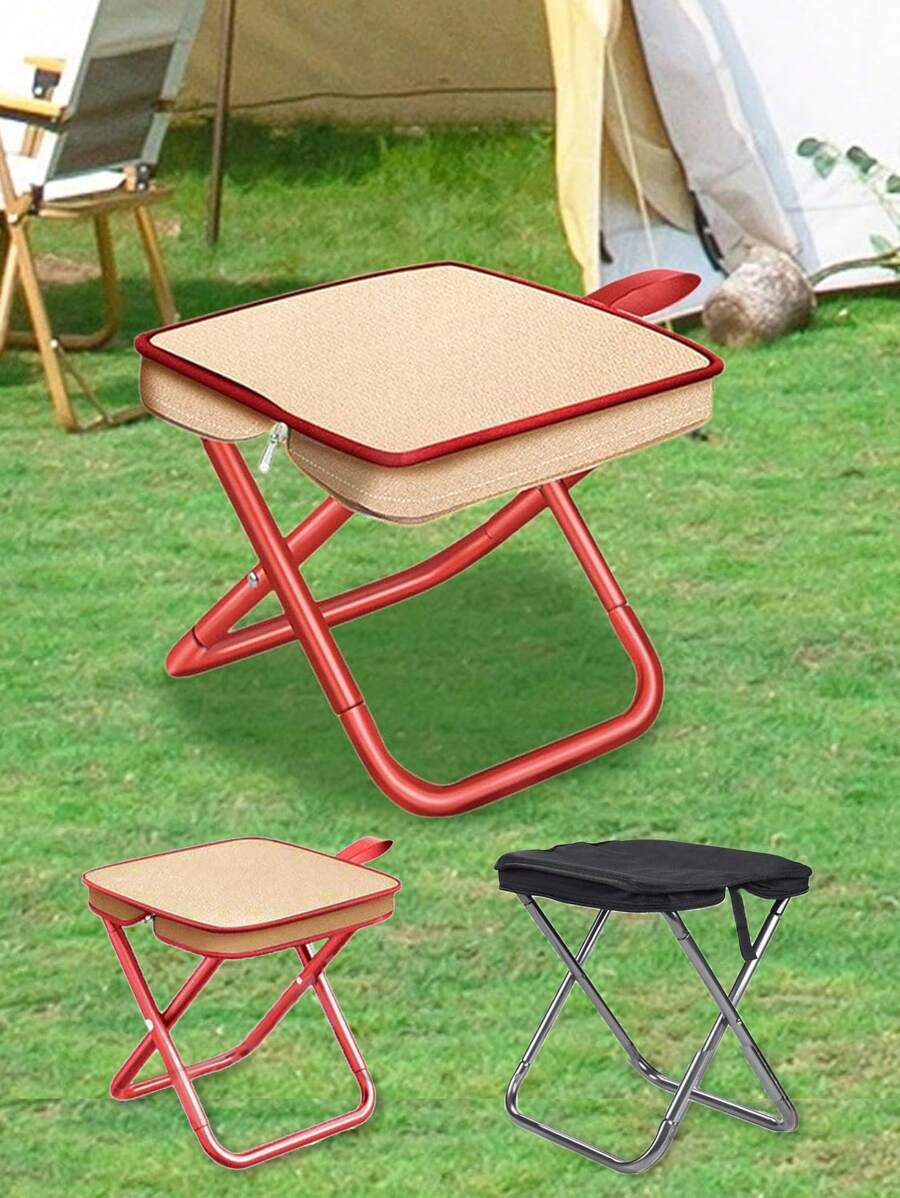1 pezzo Sgabello portatile da 10" nero o rosso, ultra leggero, sedia pieghevole, sgabello per pesca, campeggio, escursionismo, viaggi, picnic, barbecue all'aperto, giardinaggio