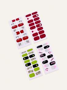 4 件/套心形指甲贴纸 + 2 个指甲锉，情人节主题