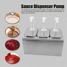 Sauce Dispenser Plastic And Stainless Steel Condiment Pump Station Sauce Dispenser For Kitchen Home 2L  Triple Pump - Multicolor - View 9