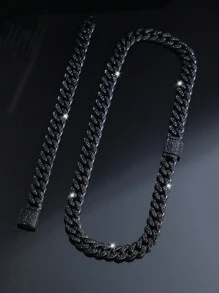 Set de 2 piezas con Collar de Cadena Cubana + Pulsera, Set de Joyería de Estilo Hip Hop con Gargantilla y Pulsera, Joyería Unisex para Regalos de Fiesta, Regalo Perfecto para el Día del Padre/Cumpleaños/Hijo/Novio