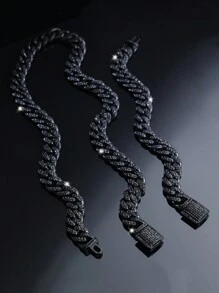 Set de 2 piezas con Collar de Cadena Cubana + Pulsera, Set de Joyería de Estilo Hip Hop con Gargantilla y Pulsera, Joyería Unisex para Regalos de Fiesta, Regalo Perfecto para el Día del Padre/Cumpleaños/Hijo/Novio