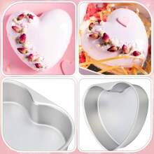 Khuôn bánh hình trái tim 1/3, Đáy có thể tháo rời, Khuôn bánh hình trái tim bằng nhôm, Thích hợp để nướng trong lò, Sinh nhật tự làm, Ngày lễ tình nhân, Bánh phô mai, Bánh chiffon, Khuôn S là Mini - Nhiều màu - Xem 9