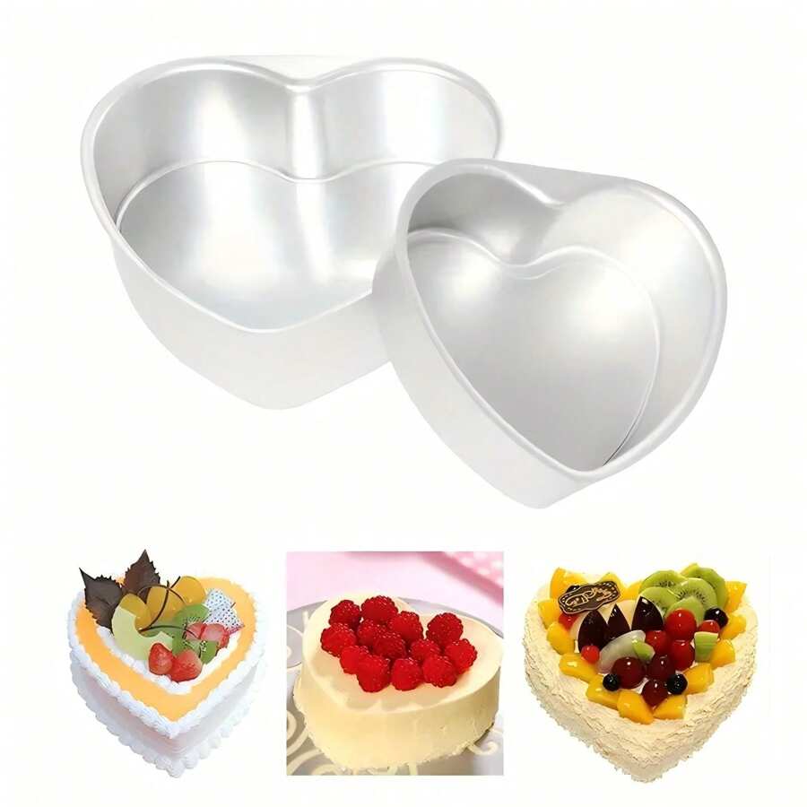 Khuôn bánh hình trái tim 1/3, Đáy có thể tháo rời, Khuôn bánh hình trái tim bằng nhôm, Thích hợp để nướng trong lò, Sinh nhật tự làm, Ngày lễ tình nhân, Bánh phô mai, Bánh chiffon, Khuôn S là Mini - Nhiều màu - Xem 1