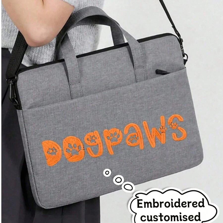 Customize Your Embroidered Text Laptop Shoulder Bag For 14-Inch Laptop Or Tablet, Fashionable, Durable, Waterproof Fabric, Lightweight, Suitable For Business, Casual Or School Use