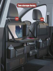 1个汽车座椅靠背储物袋，可折叠车载餐桌，多功能收纳袋