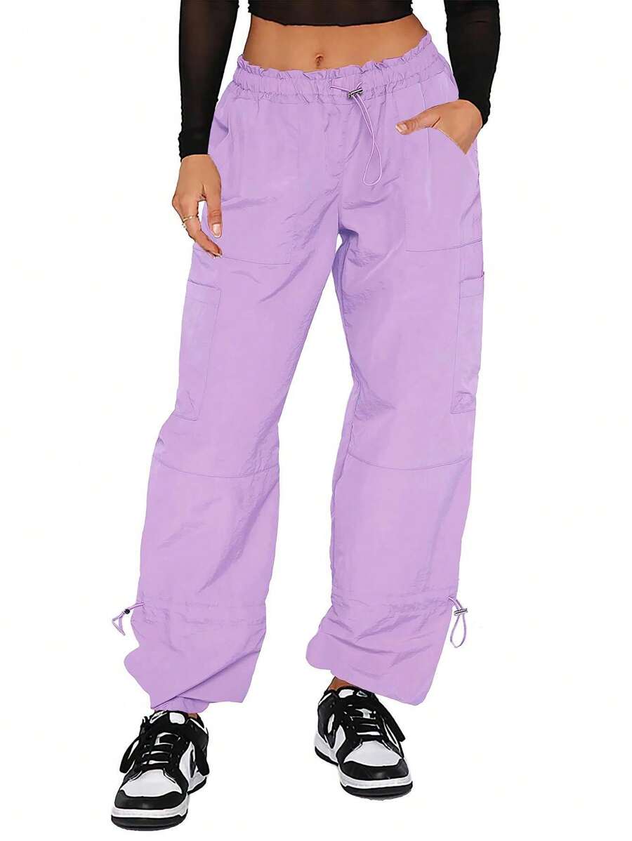 hoteel Women's Parachute Pants Loose Fit With Pocket Workwear Pants - 淡紫色 - 查看 1