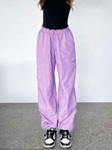 hoteel Women's Parachute Pants Loose Fit With Pocket Workwear Pants - 淡紫色 - 查看 3