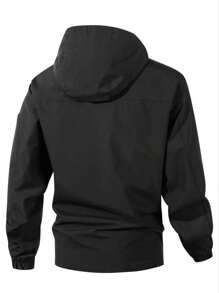 Men's Windproof And Waterproof Jacket, Casual And Breathable, With A Hood, Zipper, Long Sleeves And Pockets, Suitable For Hiking, Jogging, Cycling, Outdoor Fitness And Sports.
