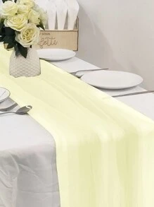 1 pieza Tela de fondo de unicolor, decoración moderna de organza para silla de fiesta al aire libre, banner nupcial para boda, fiesta de cumpleaños - lechoso - Ver 4