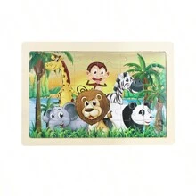 16 Styles Animal & Dinosaur 30-Piece Flat Wooden Puzzle, Educational Toys For Children Aged 3-6 - Multicolor - View 14