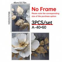 3pcs/Set Unframed Canvas Posters, Modern Abstract Flower Paintings, Canvas Wall Art, Artwork Wall Paintings, Can Be Used As Gifts, Bedroom, Office, Living Room, Cafe, Bar, Wall Decoration, Home And Dormitory Decoration, 40*60 Cm Birthday Graduation
