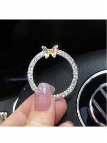 Bling Ring Emblem 汽车配件 - 用于汽车按钮和旋钮的人造水晶水钻环、一键启动按钮、钥匙点火启动器和按钮环 - 均碼 - 查看 4