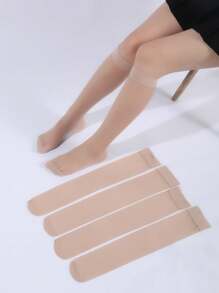 3 Pairs Skin Colored 15D Versatile Casual Long Stockings