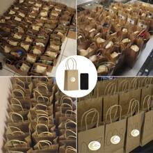 10 个星月牛皮纸袋，礼品袋，带手柄的礼品包装袋，适用于牛皮纸礼品袋、节日、新年、婚礼、生日糖果袋、派对礼品袋 - 卡其色 - 查看 3