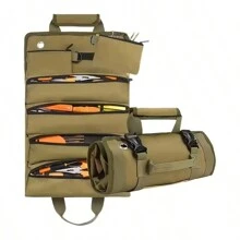 Multipurpose 6-In-1 Waterproof Oxford Cloth Tool Organizer Roll-Up, Portable Electrician Tool Bag, Heavy-Duty Rollup With 6 Compartment Pockets