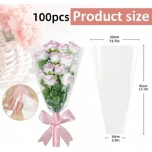 100 个透明花束花袋、100 张多种尺寸鲜花包装纸、鲜花包装袋、花卉包装纸透明花套用于花束包装、情人节包装袋、礼品鲜花包装袋 - 彩色 - 查看 8