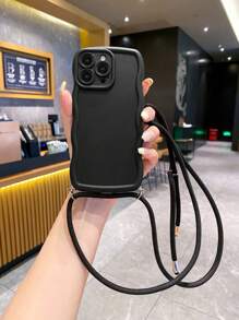 挂绳 1 件波浪形软壳防摔手机壳适用于 Apple、/Galaxy、Infinix、Redmi、OPPO、VIVO、Realme 防水防震防刮 - 黑色 - 查看 3