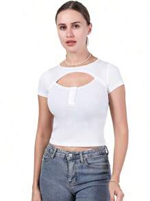 Tops de mujer con pecho abierto - Blanco - Ver 2