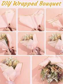 40/20/10 pièces/set Papier d'emballage de bouquet, papier d'emballage élégant mat avec bords dorés, pour bouquet de fleurs, décoration d'emballage-cadeau artisanal DIY, 23 X 23 pouces, papier fin, convient pour les vacances, la Saint-Valentin, l'usage quotidien