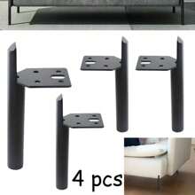 4 件家具腿金属家具支撑腿重型家具支撑脚圆形适用于桌子沙发咖啡桌书架 - 黑色 - 查看 2