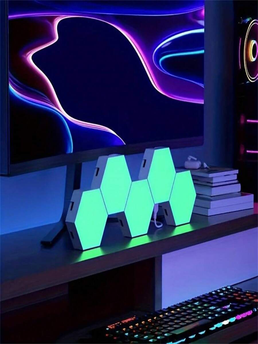 1pc RGB LED Hexagon Wall Lights - 3/6pcs, Touch-Controlled Color Changing Panels For Gaming Room, Easy Install