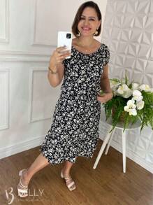 Vestido Ombro a Ombro Estilo Ciganinha Primavera Verão