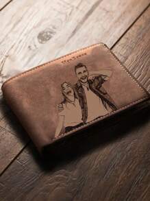 1 pieza Cartera personalizada para hombres, cartera con foto grabada/UV personalizada para hombres, regalos personalizados para hombres, regalo de San Valentín personalizables, 12.4 cm/4.88 pulgadas x 9.9 cm/3.90 pulgadas x 2.5 cm/0.98 pulgadas, 5 espacios para tarjetas, 2 colores marrón claro/marrón oscuro, UV/Color, grabado/blanco y negro, carteras de hombre, cartera para papá, regalos personalizados para hombres, regalos para hombres, novio, prometido, esposo, regalos de San Valentín, cumpleaños, aniversario para papá