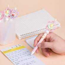 1pc Stress-Relief Rotating Tulip Shaped Ballpoint Pen, Cute Clickable 0.5mm Black Ink Pen