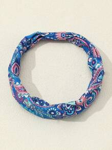 Hair Wrap Women Sweatband 1pc Women's Paisley, Star & Moon Print Headband, Wide Elastic Knotted Hair Band, Fashion Hairband Suitable For Festivals And Daily Wear Hair Accessories
