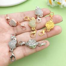 2/6pcs Magnetic Clasps For Jewelry Locking Rose Heart Magnetic Jewelry Clasp Lobster Clasp Self-Aligning Magnetic Rhinestone Clasps Magnetic Necklace Clasp For DIY Necklace Bracelets Jewelry Craft Making