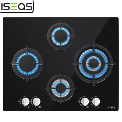  IsEasy gasspis glaskeramisk gashäll 4 lågor inbyggd naturgas/propangas