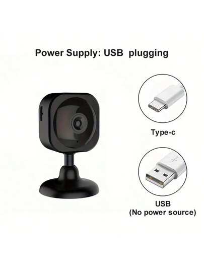 Piece Of Mini Slimme Security Camera, 2.4G WiFi Home Pet Monitor, 1080P Full HD Quality, Built In AP Hotspot, ,No Battery, Power Supply Through USB Supply,Two Way Audio, Night Vision Function, Motion Detection, Portable Desktop Installation Base,, Monitoring Wireless Outdoor Camera. view 9
