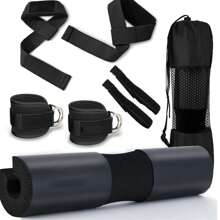 8pcs Barbell Pad,Barbell Squat Pad Set With Ankle Straps, Wrist Straps,Foam Barbell Pad Set Nylon Padding AntiSlip For Squats Cushion, Lunges & Bar Padding For Hip Thrusts - Standard Weight Bar Pad - Fitness Training Accessory For Men And Women