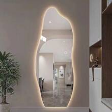 Espejo de Cuerpo Completo con Luz Led, 48*20 Pulgadas Espejo de Piso Led Irregular, Espejo De Cuerpo Entero con regulable, 3 Colores, A prueba de explosiones, para Sala, Dormitorio, Entrada, Probador - 1 - Ver 1
