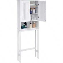 VASAGLE Estantería el Baño, Mueble sobre el Inodoro, Organizador de Estante Ajustable de 4 Niveles para Toallas, Objetos de Baño y Ducha, Barra Inferior Ajustable, Blanco MBBC10WT