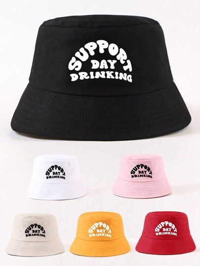 1pc Unisex Fashionable "DAY" Letter Patch Hip-Hop Bucket Hat, Outdoor Sun Protection, Adjustable Versatile For Party, Gather, Streetwear