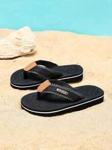 1對兒童卡通動物泡沫拖鞋，EVA戶外防滑時尚人字拖