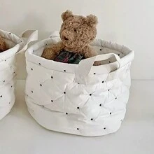 1pc Polka Dot Storage Basket, Large Capacity Home Organizer Bin, Multi-Functional Cloth Storage Bucket In Three Sizes, Perfect For New Year And Christmas Decorationsen - Multicolor - View 9