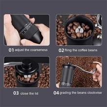 Molinillo de café manual premium con ajustes regulables - Molino de manivela portátil, mango de madera, de aluminio y acero inoxidable, sin electricidad, capacidad de 25g para viajes y uso en el hogar, ajuste externo, forma redonda, de vuelta al cole