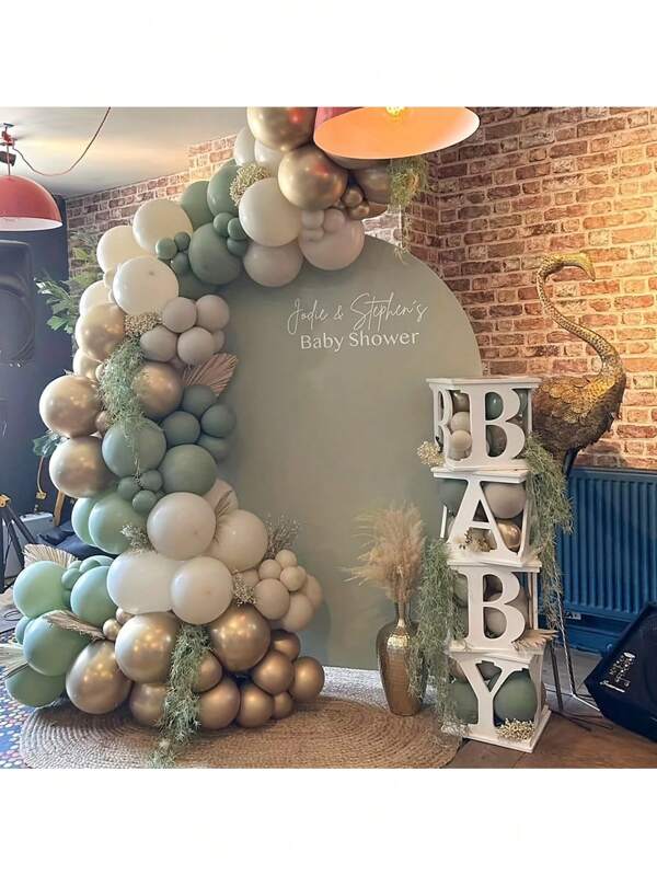 Kit de decoração para arco de balões de látex verde, dourado e creme com 157 peças, adequado para festas de aniversário, bodas, casamentos, festas de fim de ano, reuniões familiares, revelação de gênero, chá de bebê, decoração de volta às aulas