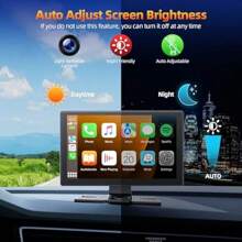 9 Inch Carplay Screen For Car With 4K Dash Cam 1080p Backup Camera Portable Car Stereo Apple Car Play Android Auto Wireless Mirror Link GPS Navigation G-Sensor Loop Recording AUX FM - Black1 - View 3