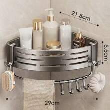 1 Piece Bathroom Storage Patch/Suction Cup Triangle Storage Rack Toilet Supplies Storage Punch-Free Wall-Mounted Bathroom Rack