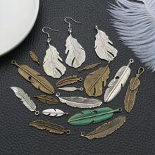 32 件混合复古羽毛吊坠锌合金银古铜色羽毛 DIY 吊坠适用于古董珠宝项链耳环手工工艺配件 - 彩色 - 查看 5