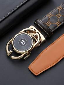 Nouvelle ceinture automatique pour hommes avec boucle de ceinture polyvalente et avancée avec lettres gaufr\u00e9es