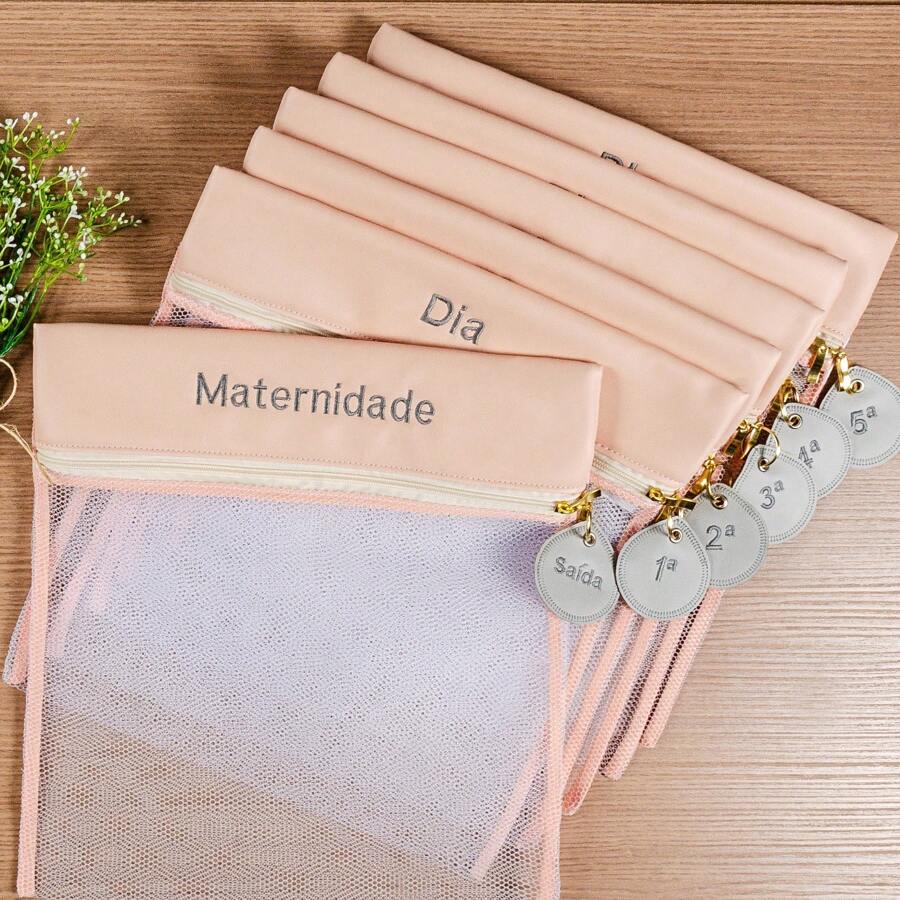 Maternity Organizer Bag Kit 4 And 6 Units. Luxury Nylon - 乾枯玫瑰色 - 查看 1