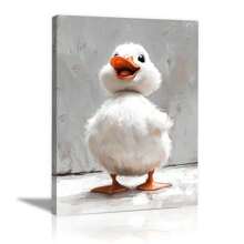 Canvas Wall Art Wildlife Picture Prints, Happy Duck Motivational Style Wild Animal Canvas Wall Art Frame Pictures For Wall Painting Print On Canvas Framed Contemporary Art For Men Boy Bedroom Home Modern Decoration,Paintings Canvas Farmhouse Art Prints Animal Nursery Farmhouse Wall Prints Poster For Living Room Benroom(Mocha Brown)